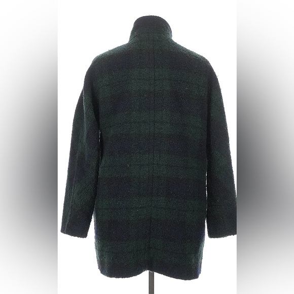 Size 14 J. Crew green plaid coat wool blend textured - Picture 2 of 3